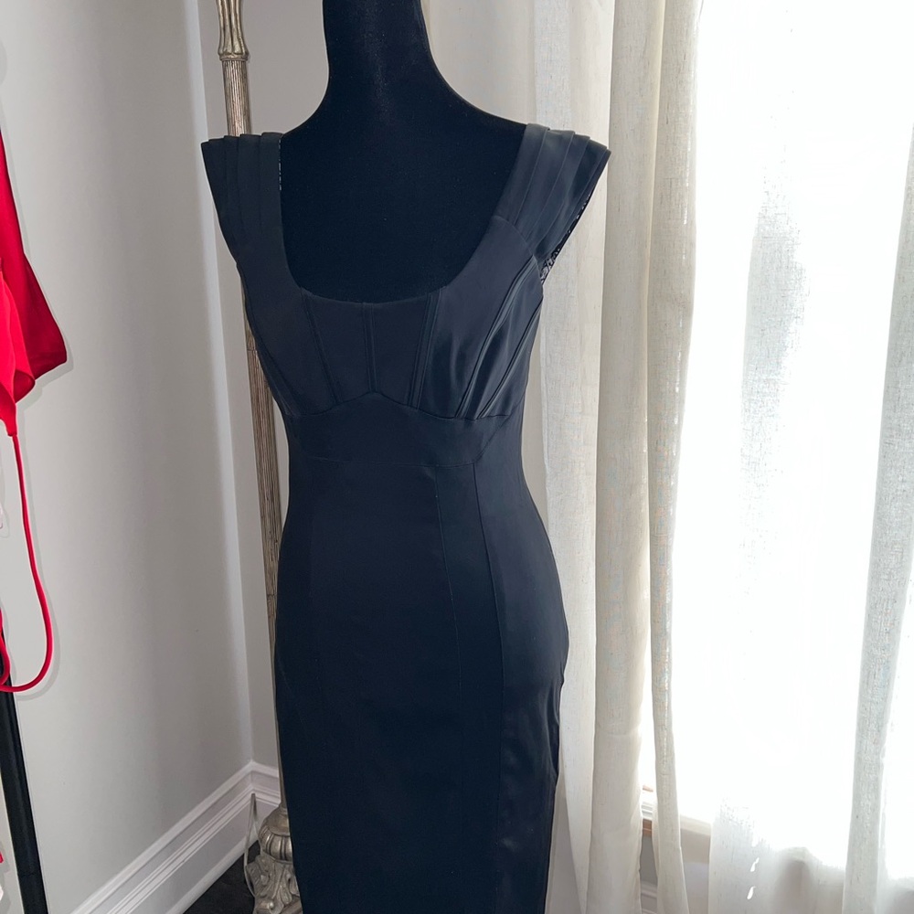 Jax Gray Sheath Midi Dress Square Neck Sleeveless